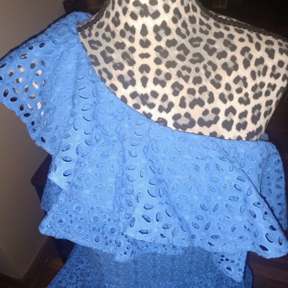 New Lilly Pulitzer Josey Costal Blue One Shoulder - Picture 5 of 8